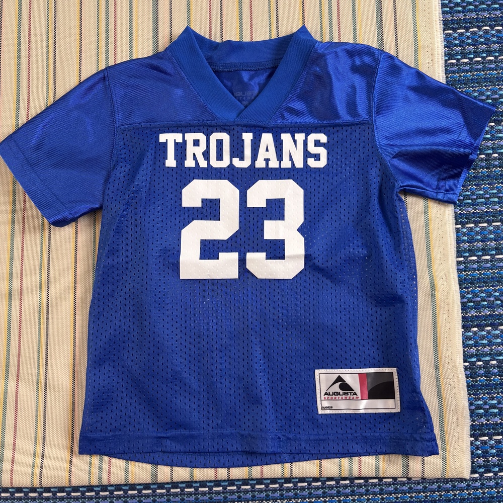 Augusta Sportswear Football Jersey Boys 3T Blue Trojans 23 Langley Mesh Youth EC